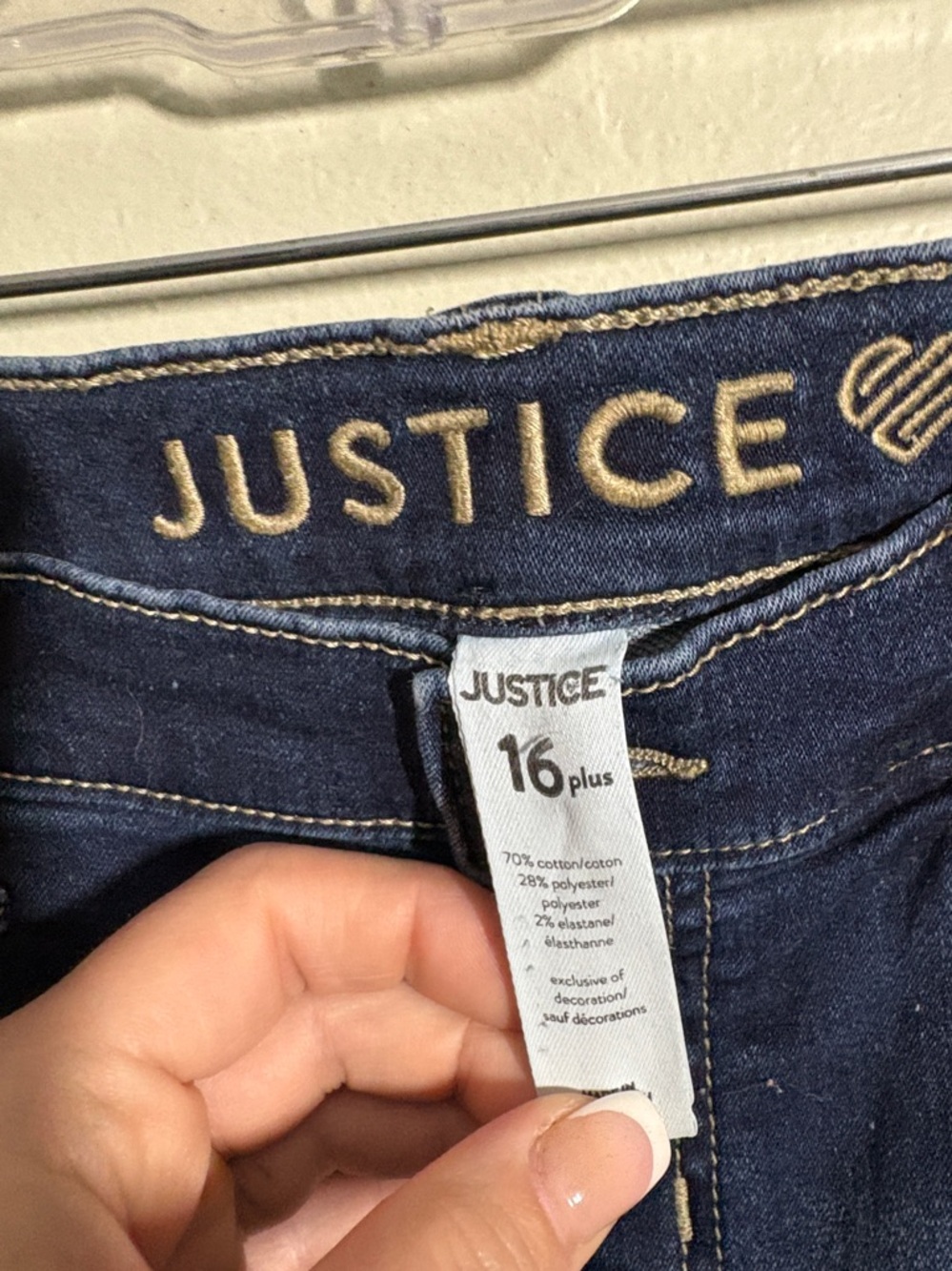 Justice kids Dark Blue Skinny Jeans 16 - Picture 3 of 3